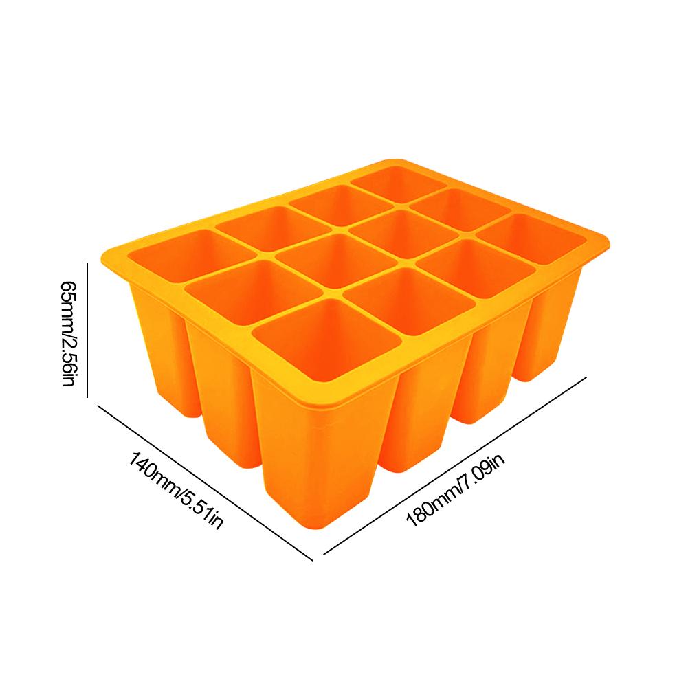 

12 ячеек Поддоны для рассады Силиконовая коробка для выращивания растений Дышащий поддон для проращивания семян Многоразовый контейнер для размножения семян оранжевый