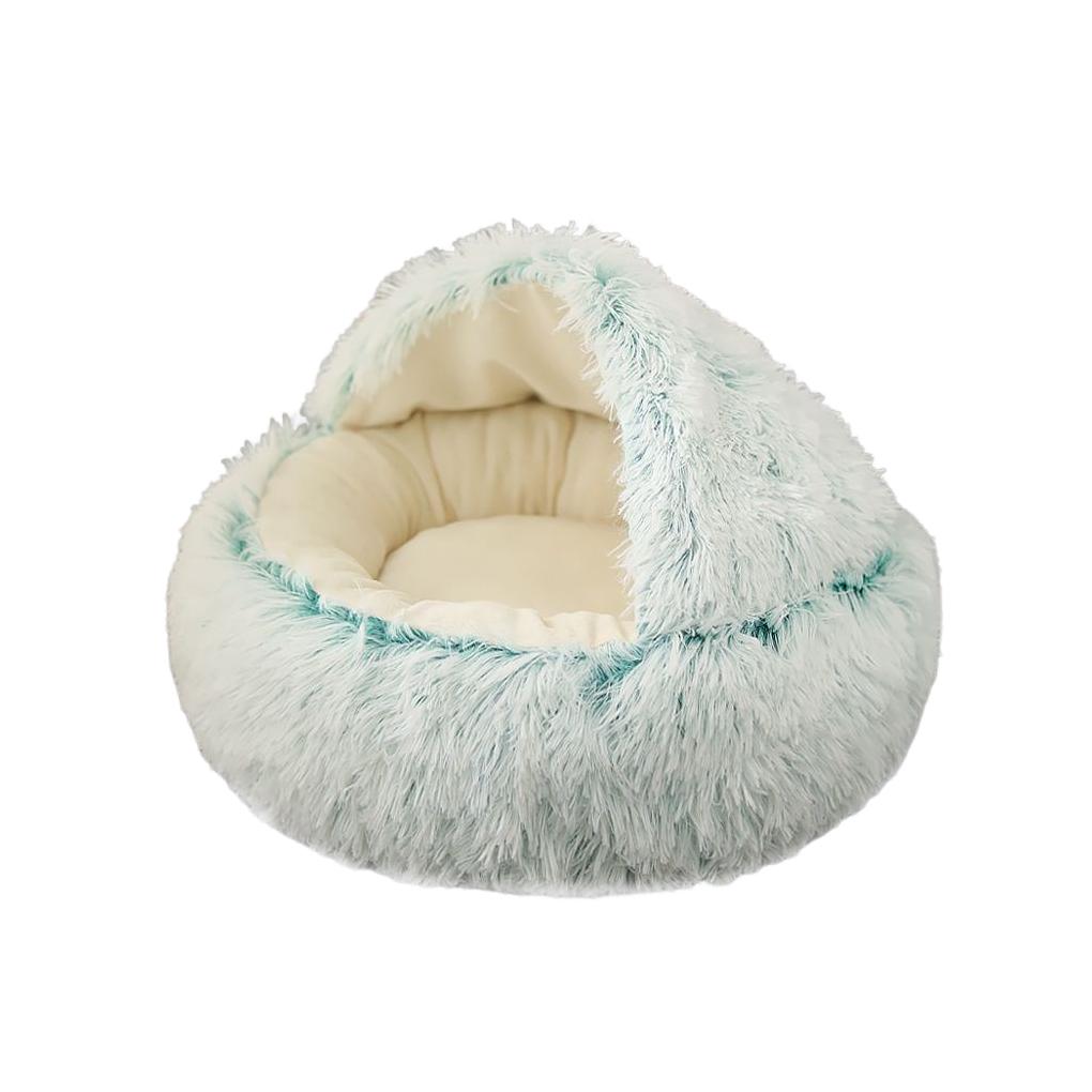 

Small Pet Bed Plush Cold Weather Shell Animal Thermal Warmer Soft Stuffed Sleeping House Folding Warming Living Room