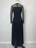 Sleek Black Mesh Long Sleeve Dress - Sexy & Elegant European & American Style