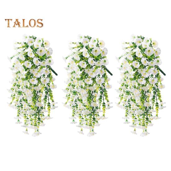 3 Stück Hängende Künstliche Prunkwinde UV-Beständig Realistisch Echte Seidenblume Hochzeitsparty Innen Außen Garten Wandbehang Kunstblumen Dekoration