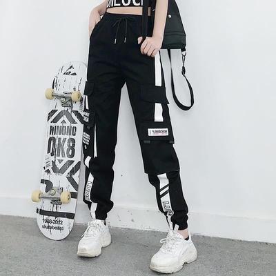 Pantaloni da donna casual con elastico in vita Harem Primavera 2024 Nuovi pantaloni da jogging in cotone Streetwear Slim Fit Nastri Pantaloni alla caviglia per ragazze