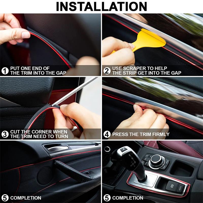 5M Universal Car Moulding Decoration Strips - Flexible Interior Trim for Dashboard Doors Panels - DIY Auto Styling Upgrade Kit