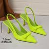Light Green Bowkont Decoration Pumps Women Sexy Pointed Toe Sling Back Pumps Women Spike Thin High Heels Shoes Woman