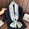 Spring and summer national style lotus double-layer high-grade mulberry silk silk scarf streamer women's neck scarf double-sided two-color