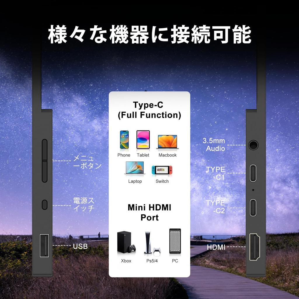 Mobile Monitor Inch 4K Thin and Lightweight Mobile Display Screen Ratio 60Hz VESA Compatible Wide Color Gamut 500nits High Brightness Compatible with