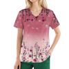 Women's V-neck Fashion Casual Printed Tops And Protective Workwear