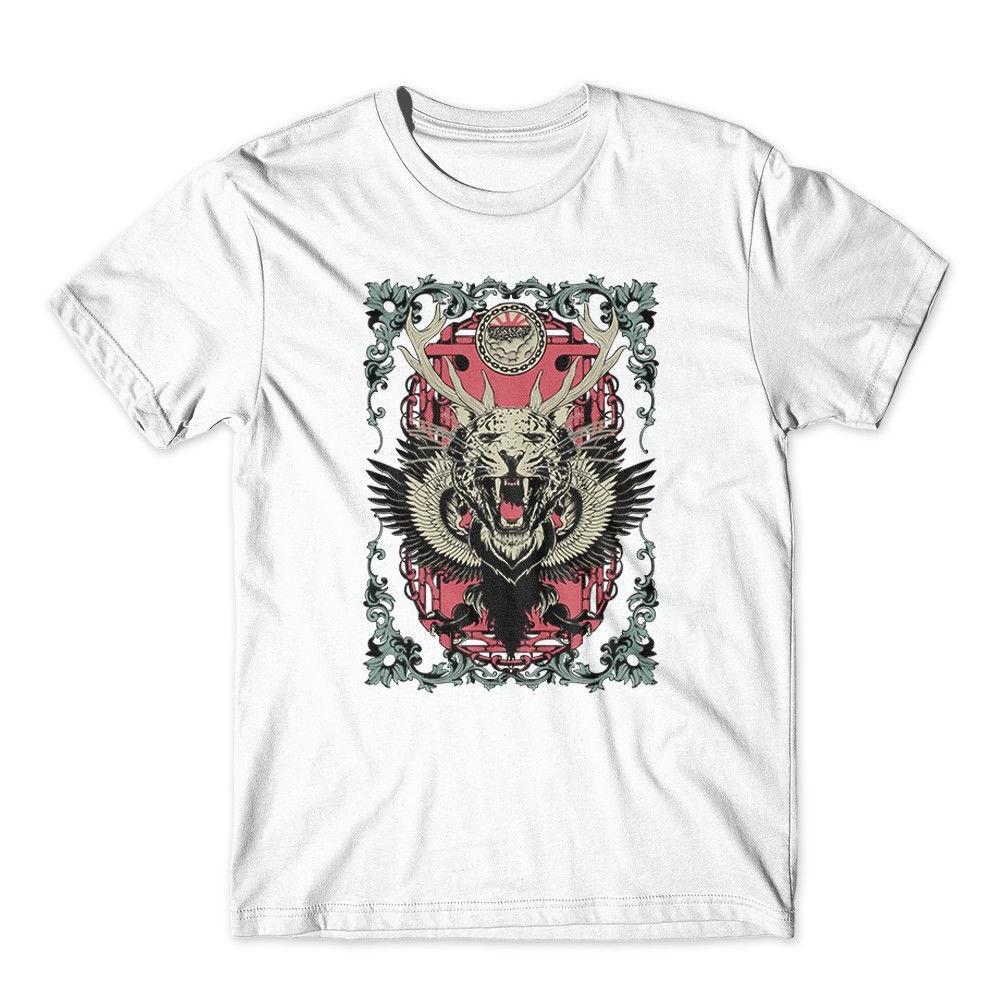 Animal Mix 2 T-Shirt. Leopard Antlers Shirt 100% Cotton Premium Tee New