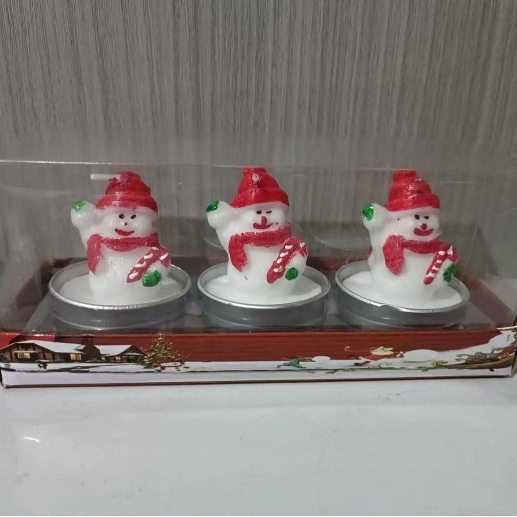 Festive Candle Set: Painted Santa Claus & Snowman for Silent Night Candlelight Dinner Decor