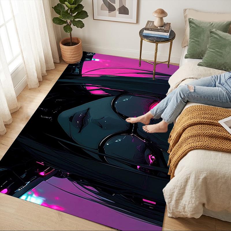 Cyberpunk Girl Living Room Nonslip Area Rug Soft Carpet For Bedroom Game Playroom Sofa Office Home Decor Doormat Christmas Gift C9291323