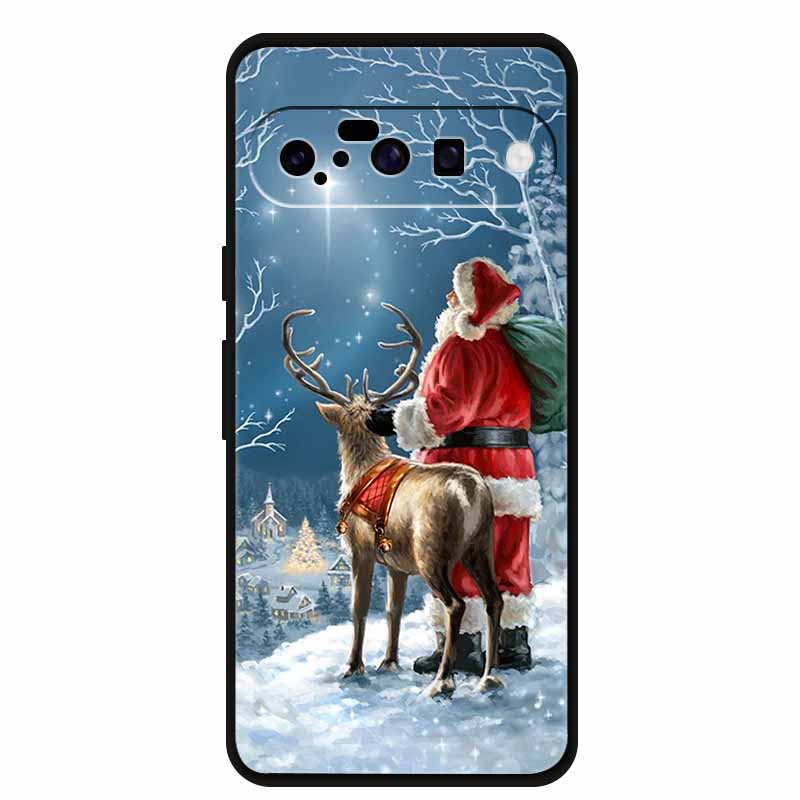 Christmas Phone Cases For Google Pixel 10 Case Silicone Soft Black Cover Christmas Tree for Pixel 10 Pro / 10 Pro XL Back Cover