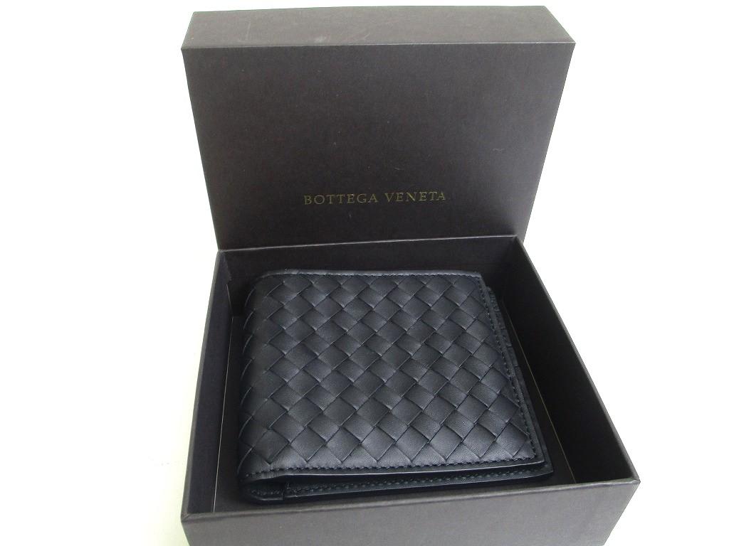 Authentic BOTTEGA VENETA Intrecciato Black Leather Small Bi-Fold Bill Wallet #a536  Refurbished