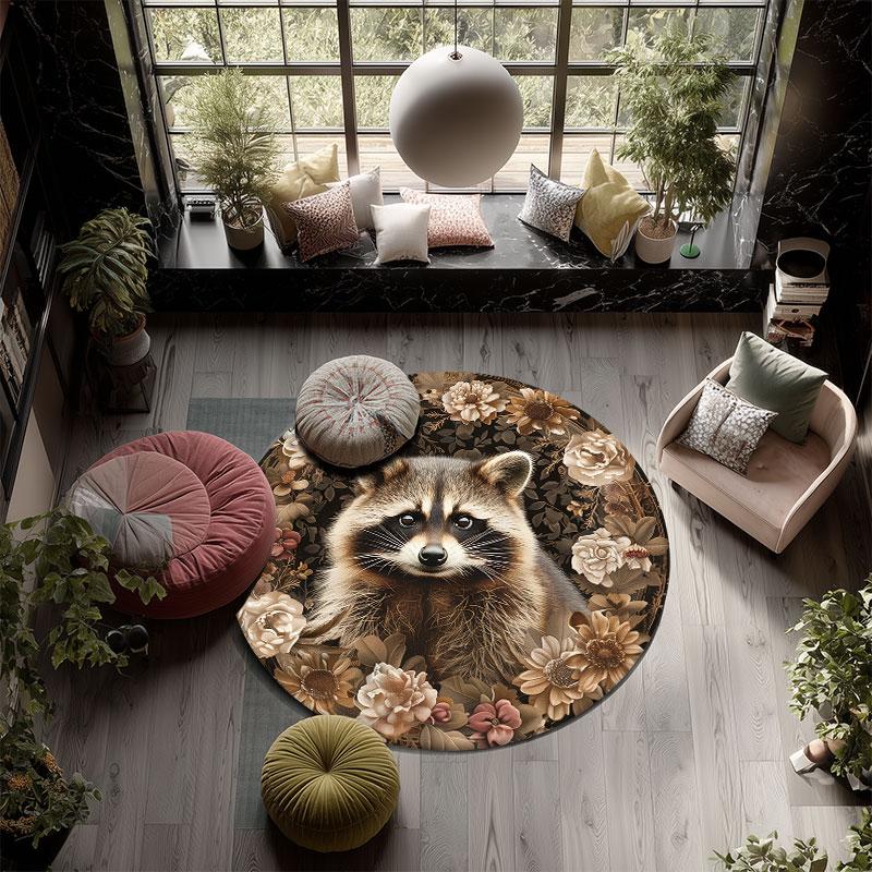 Palace Animals Pattern Round rug,Carpet Rug for Living Room Bedroom Playroom ,Non-slip Floor Mat,Holiday Gifts and Birthday Gifts.