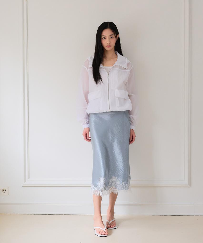 THEELO Soft Lace Midi Skirt (Light Blue)