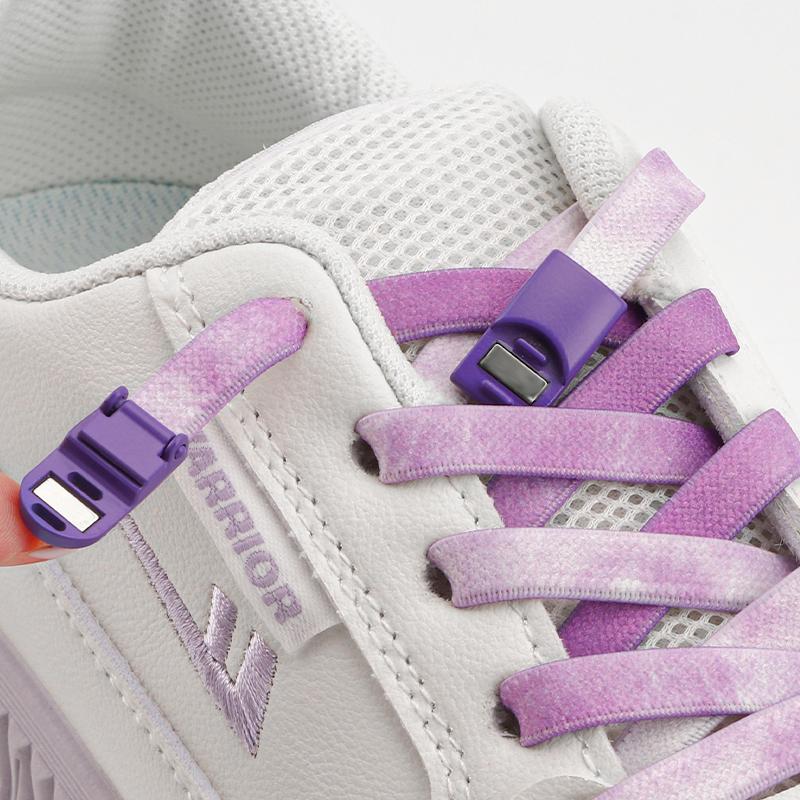 1Pari Magnetic Lock No Tie Shoe Laces Rainbow Elastic Laces Sneakers Adults Kids 8MM Wide Flat Shoelaces Rubber Bands for Shoes