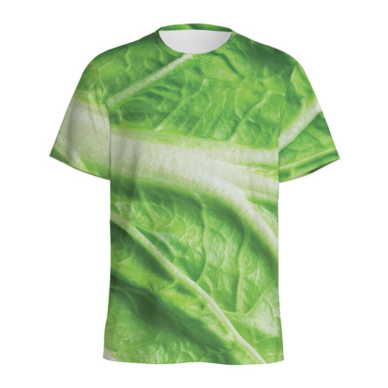 Chinese Cabbage Leaf Pattern T-shirt For Men 3D Printed Vegetables Tees Street Loose Short Sleeve Tops Round Neck T Shirts