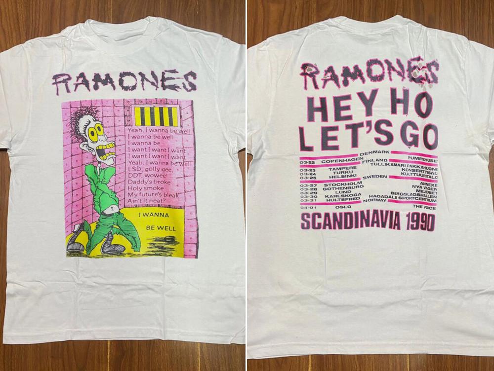 1990 Ramones Hey Ho Let s Go Scandinavia Concert T-Shirt 2 sides Size M046 Unisex T-Shirt XXXXL