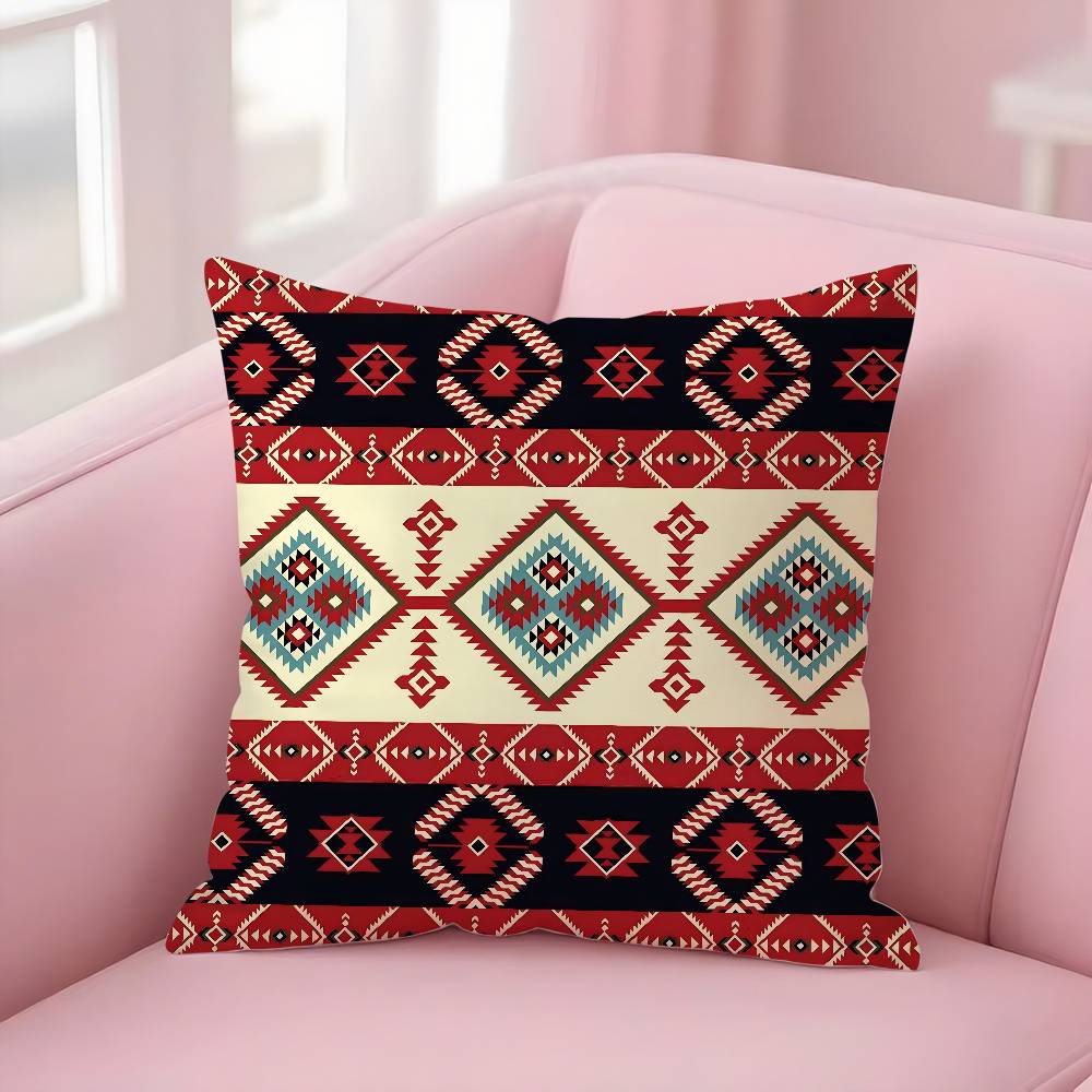 Fashion Bohemia Painting Pillow Case Plush Fabric Soft Double-Sided Printed Sofa Warm Winter Home Gift Cushion Cover