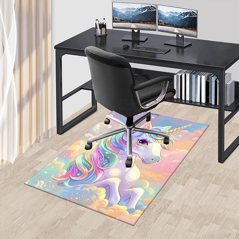 

1pc Unicorn Fantasy Office Chair Mat - Anime Cartoon Design, Non-Slip Carpet for Home Decor, Suitable for All Seasons, Perfect Gift for Holidays.H063 60cm by 90cm