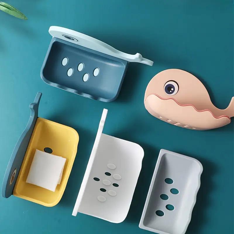 Cartoon Soap Box Drain Soap Holder Box Bathroom Shower Soap Holder Sponge Storage Container Plate Tray Bathroom Accessories