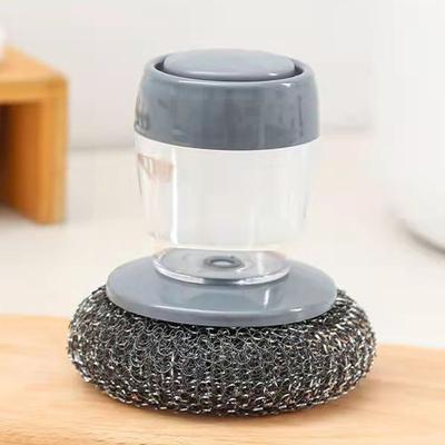 Spazzole a Sfera in Filo d'Acciaio Spazzola per Lavare i Piatti Spazzola per Lavare i Piatti Dispenser di Sapone Strumenti per la Pulizia della Cucina Manico Corto a Pressione