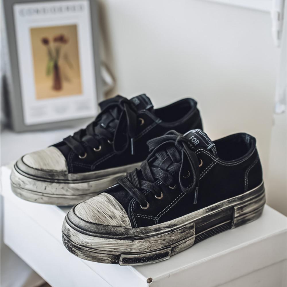 Thick Soled Canvas Shoes Men Vulcanized Shoes New Breathable Versatile Casual Shoes Retro Men's Board Shoe Sneakers for Men