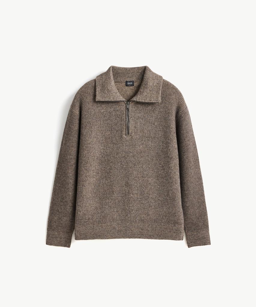 STCO Hug Me_Half-Zip Collar Knit_Brown (Semi-Oversized Fit)_Sktxd62Nsh