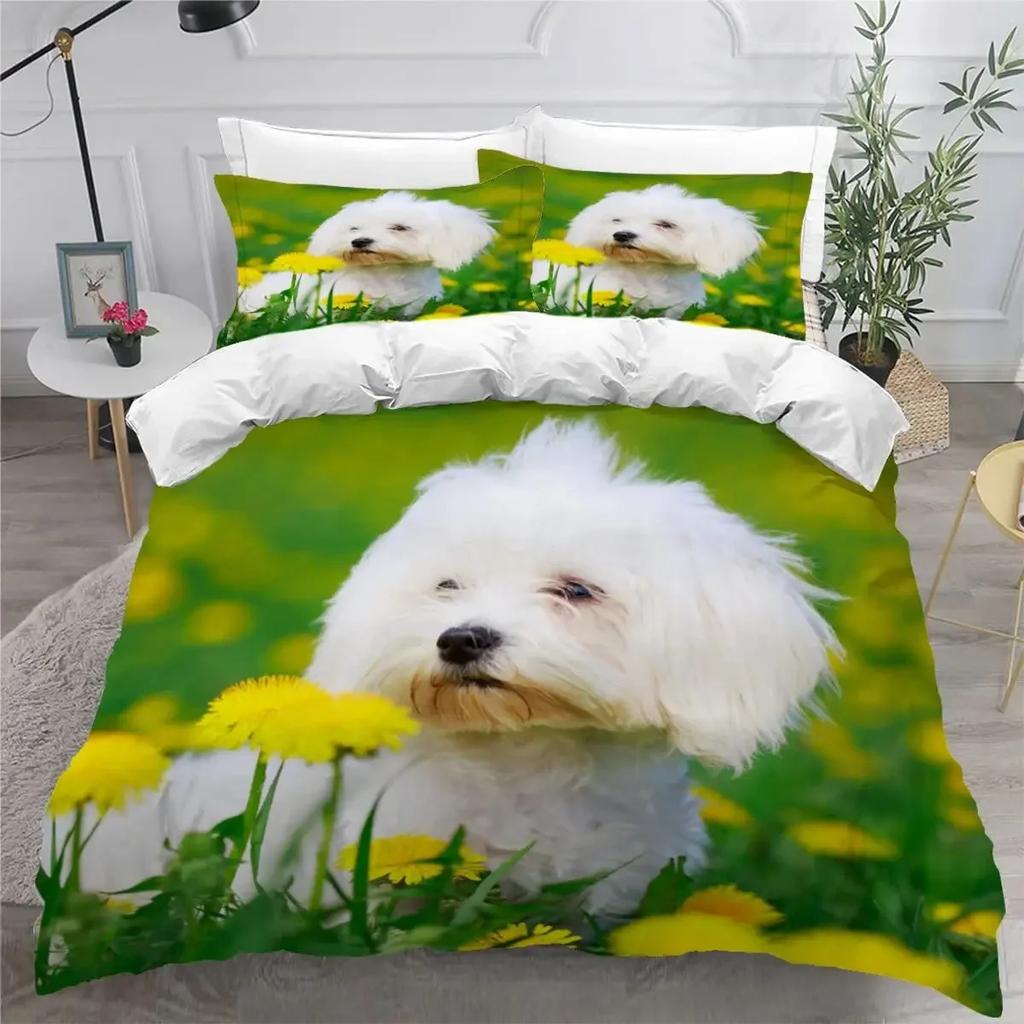 Comforter Cute Dog Single Twin Queen For Girl Teen Boys Pet Dog Theme Bedding Set Polyester Kawaii Animal Comforter