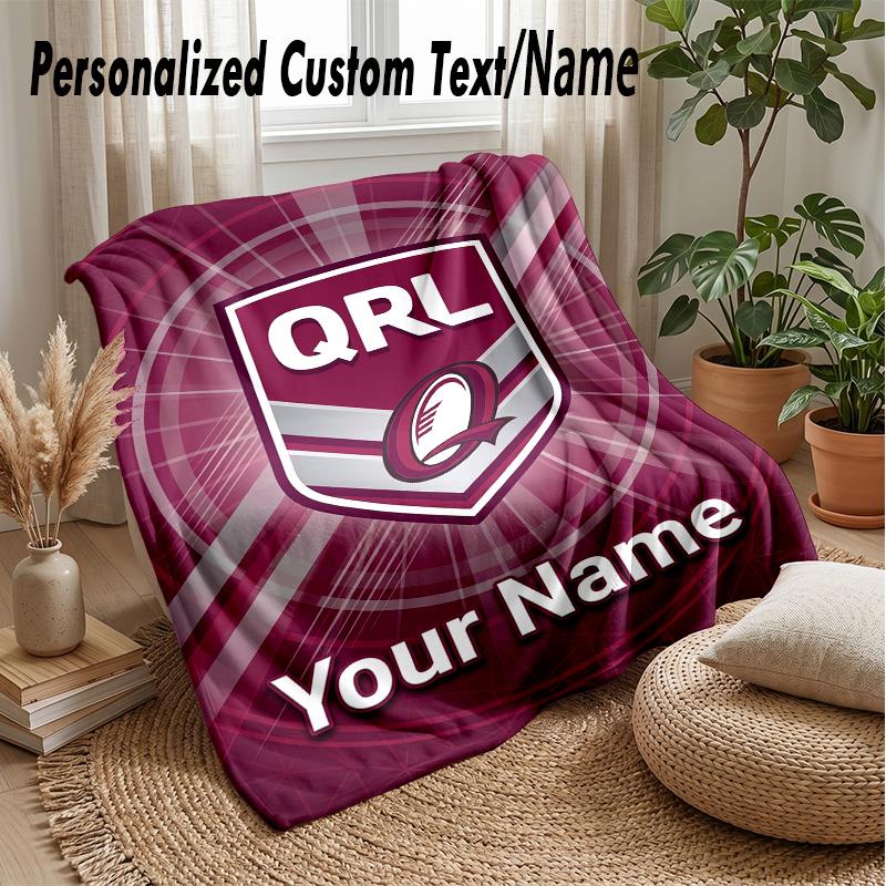 Queensland Maroons Custom Flannel Throw Blanket Print Your Name Text Soft Warm Blanket Holiday Present