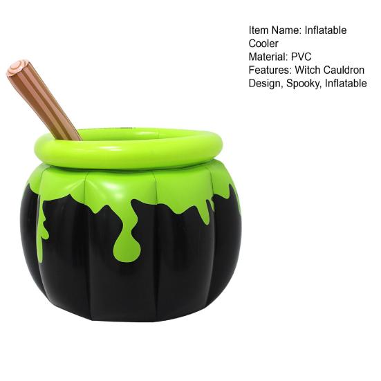 Inflatable Cauldron Cooler Halloween Witch Cauldron Ice Bucket Summer Party Drink Container Beverage Holder for BBQ Party Supplies
