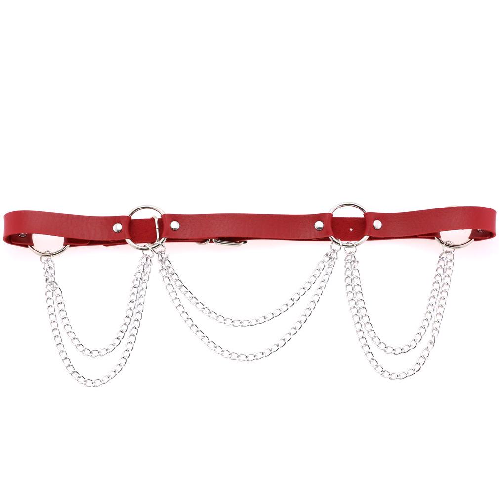 

European and American Punk Gothic Chain Waist Slimming Belt красный