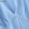 ZANZEA Women Round Neck 3/4 Sleeve High Low Solid Color Casual Loose Blouse