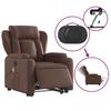 Electric Massage Recliner with Rising Function Brown Synthetic Leather