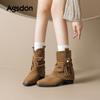 Martin Boots New Autumn and Winter Retro Style Maillard Medium Tube Stacking Boots Western Pant Tube Boots