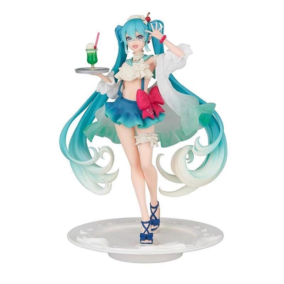 The Hatsune Miku figure Soda  cream dress The Props Desktop Decoration Collection PVC Model Toys Kids Gifts