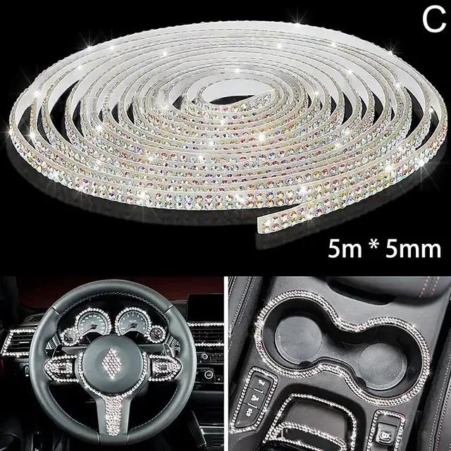5m Self-Adhesive Rhinestone Trim Strips DIY Bling Rhinestone Car Strips Self-Adhesive Glitter Molding Stickers for Dashboard