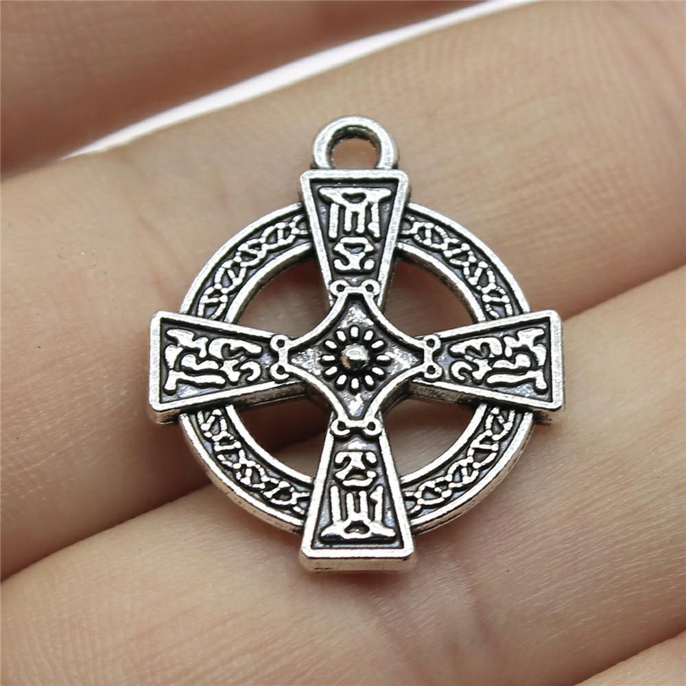 10pcs Charms Cross Antique Bronze Silver Color Pendants DIY Crafts Making Findings