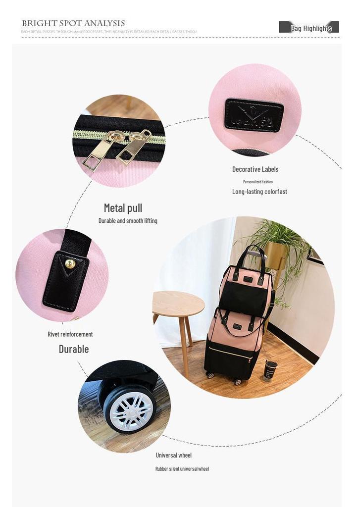 Lightweight Universal Wheeled Backpack: Large Capacity, Double Shoulder, Handheld, Travel-Friendly Luggage Bag
