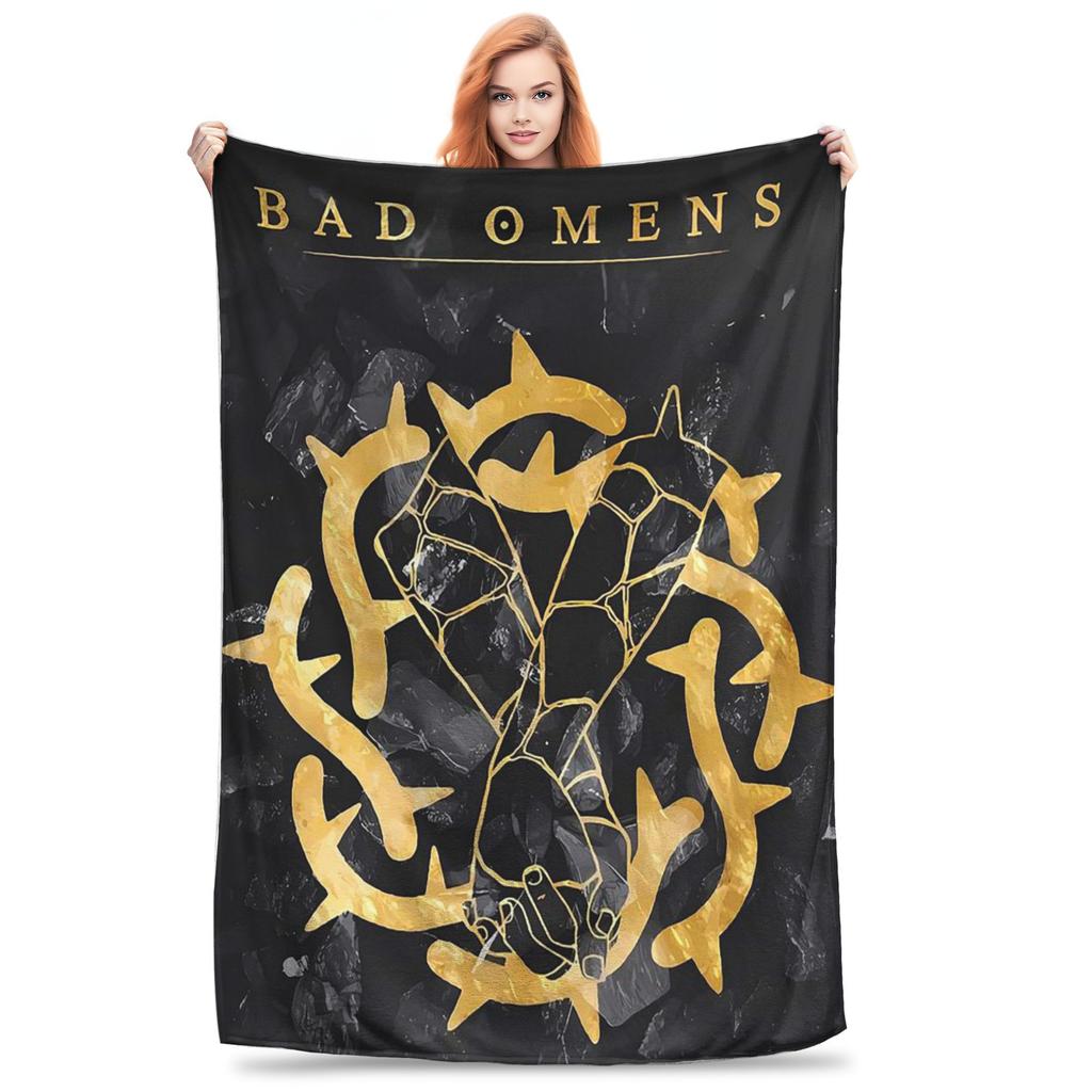 Bad Omens Logo Metalcore Merchandise Black Metal Blanket Flannel Sofa Throw Blanket for Couch Bedding Travel Throws Bedspread