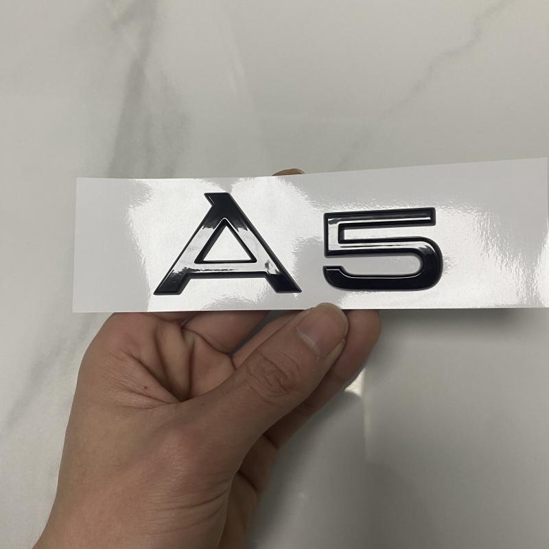 Audi A5 4 Ring Logo ABS Black 2014-2024 Car Hood Front Grill Rear Trunk Emblem Badge Sticker Quattro Sline A5 Accessory Refit