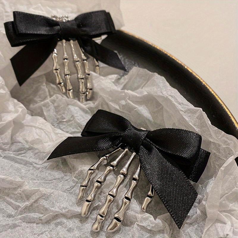 Halloween Bow Skull Clip Skeleton Ghost Hand Bone Hairpin Vintage Punk Gothic Personality Women Girls Hairclips Hair Accessories