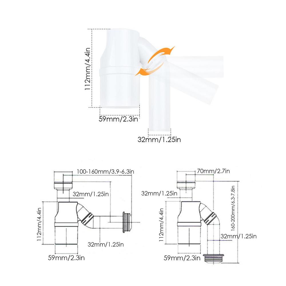 Sink Drain Pipe Anti-Clogging Drainage Pipe Adjustable P Trap Anti-Odor Sink Plumbing Space-Saving Extension Tube For Bathroom