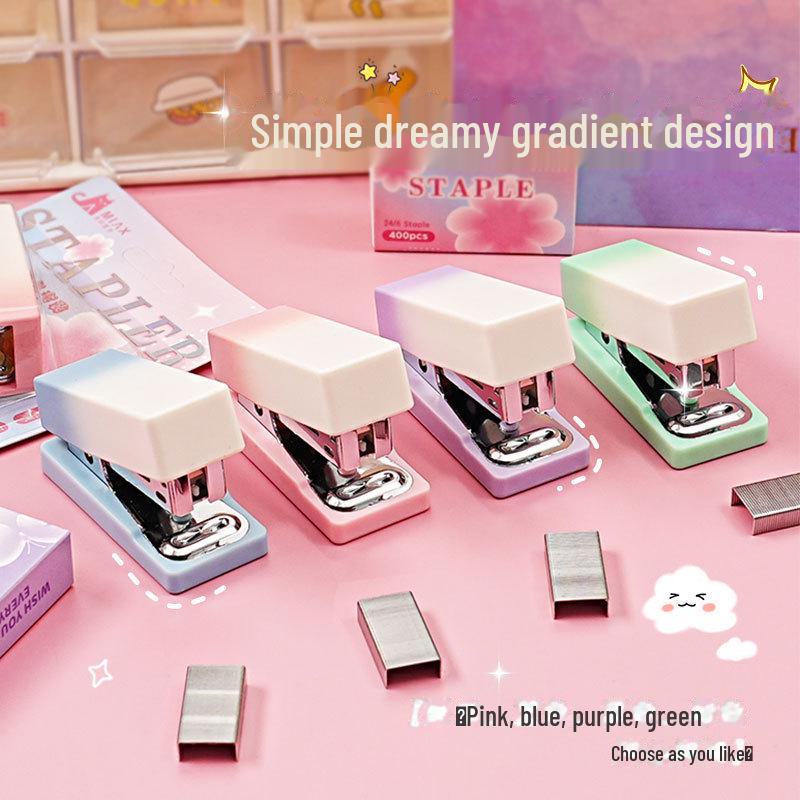 Mini Gradient Macaron Stapler, Portable Labor-Saving Stapler for Students and Office Use