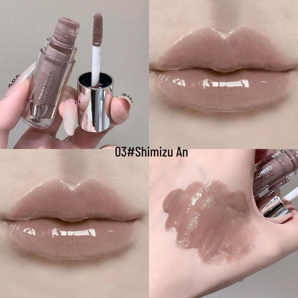 Lucidalabbra Morbido e Leggero SHAQINUO: Lucidalabbra Specchio Acquoso in Nero, Argento, Grigio, Nude - Colore Labbra Perfetto per Studenti.