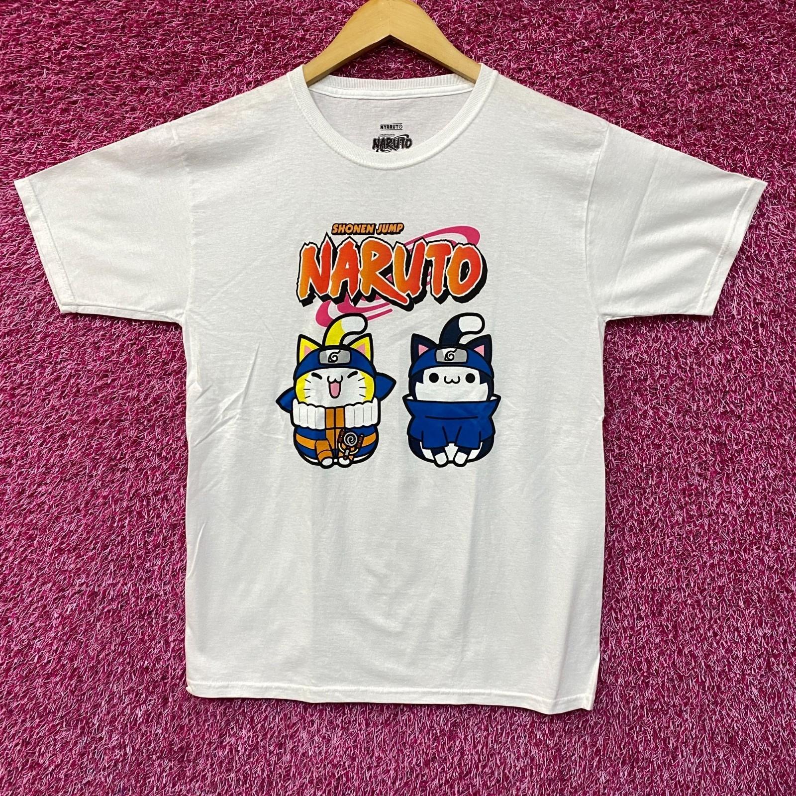 Naruto Nyaruto Sasuke and Uzumaki Logo Graphic 100% Cotton T-shirt Mens Tees Top SM 4XL