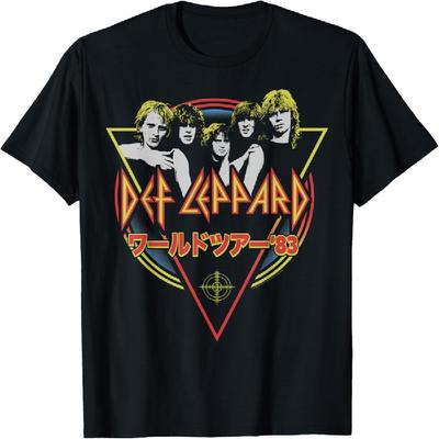 Def Leppard Japanisches Pyromania T-Shirt - Herren Unisex Erwachsene Schwarz Kurzarm Klassische Passform Baumwoll-T-Shirt - Größe S