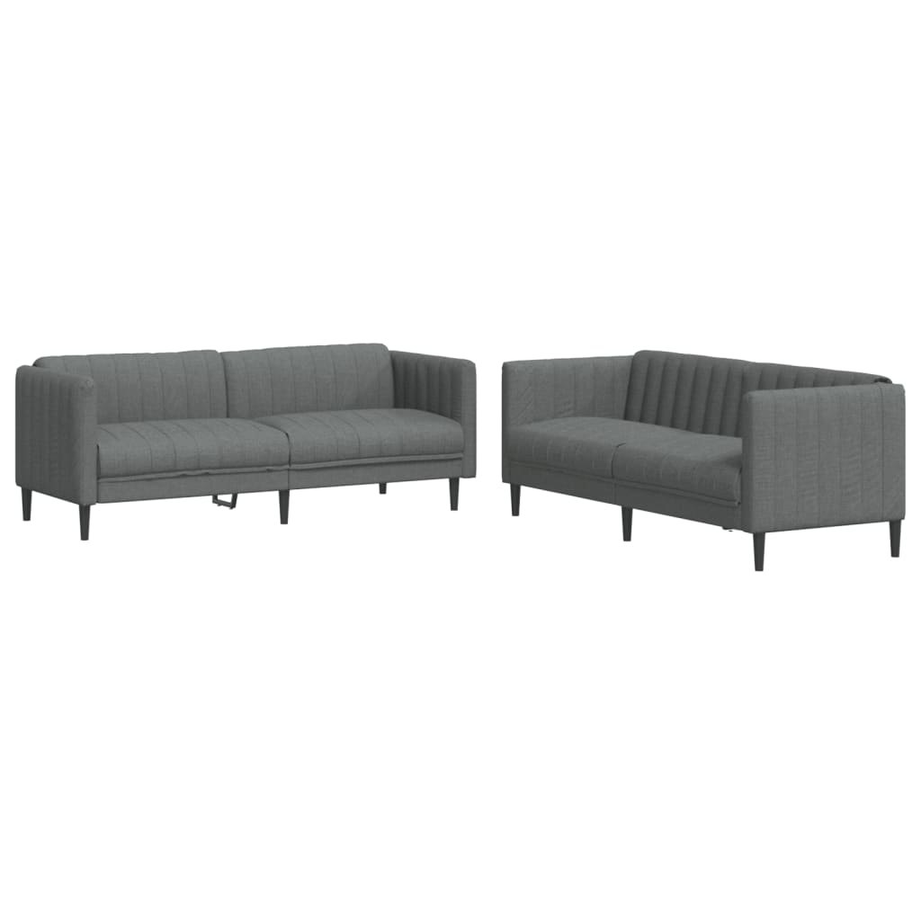 Vidaxl 2-Cz. Living Room Set, Dark Grey, Upholstered In Fabric