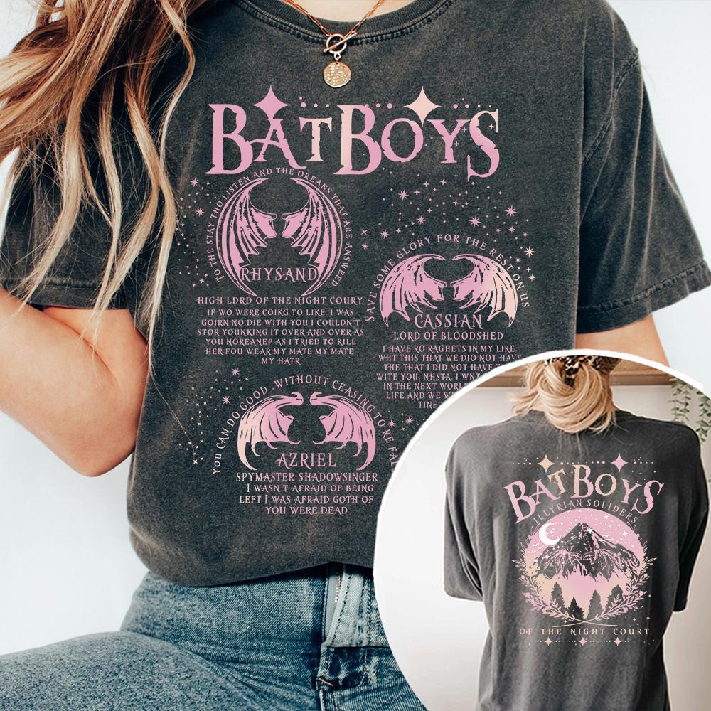ACOTAR Bat Boys Skjorta Sarah J Maas Bok Pojkvän Nattens Hovi 100% Bomull Lös Retro Skjorta Unisex T-shirt Fantasy Kläder Y2K Topp
