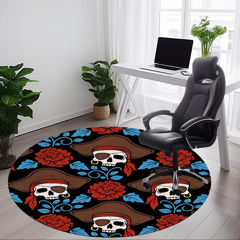1pc Pirate Skulls Carpet for Office, Non-slip, Soft and Durable Office Rug, Perfect for Office yy260128052