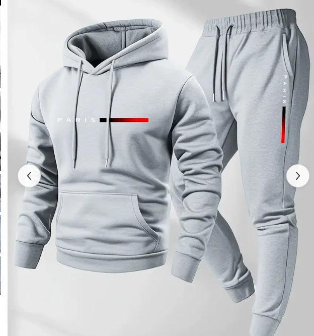 New Men's Pullover Hooded Sweater Printed Logo Letter Loose Sweater Jacket Long Sleeve Trousers Cover