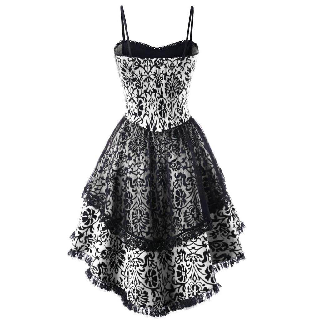 Spitze Gothic Vintage Kleid Damen Halloween Cosplay Kostüm Unregelmäßige Ärmel Kleider Robe Mittelalter Geist Vampir Kleidung 2025